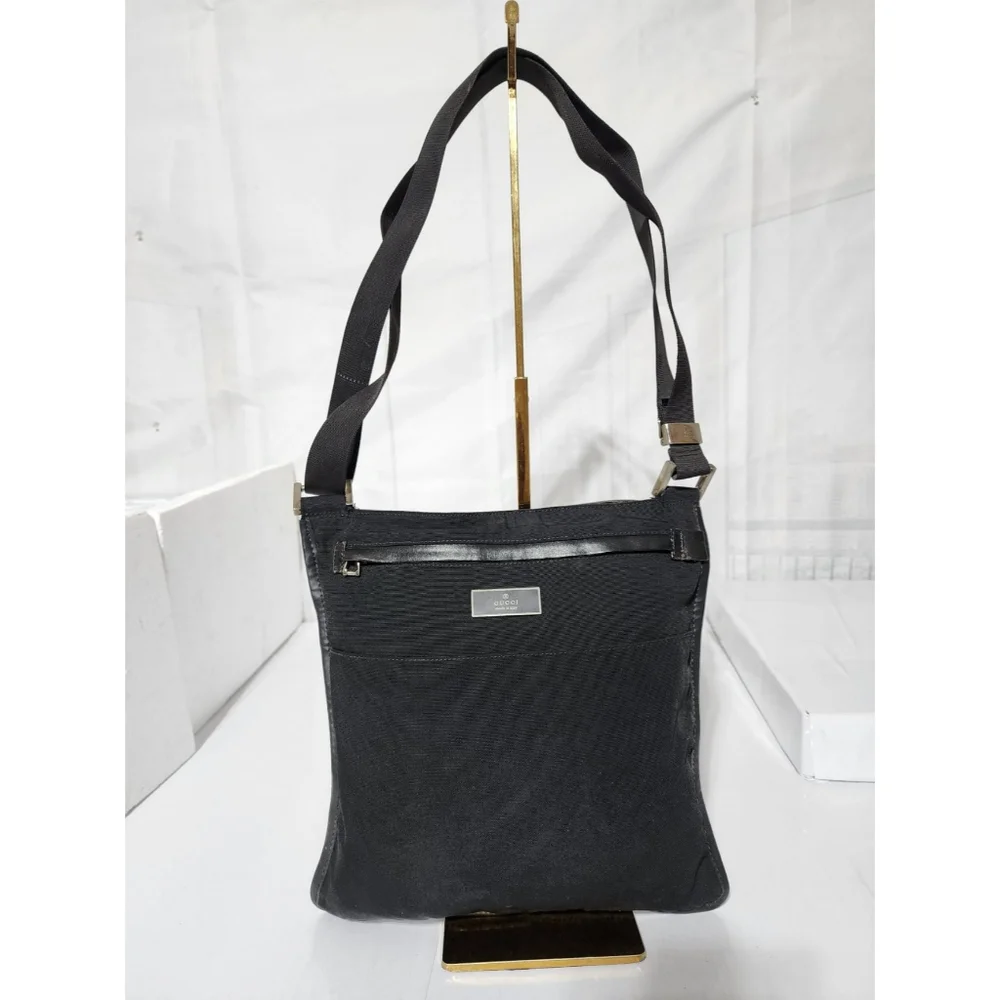 Gucci Black Denim Crossbody/Messenger Bag Black